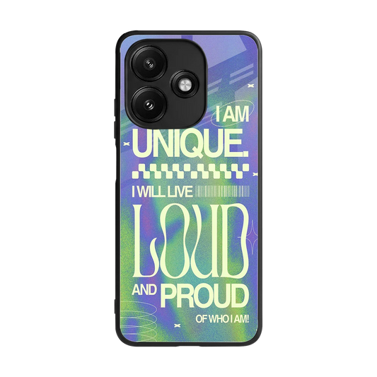 Uniquely Me back phone cover | glass case for redmi 12 5g