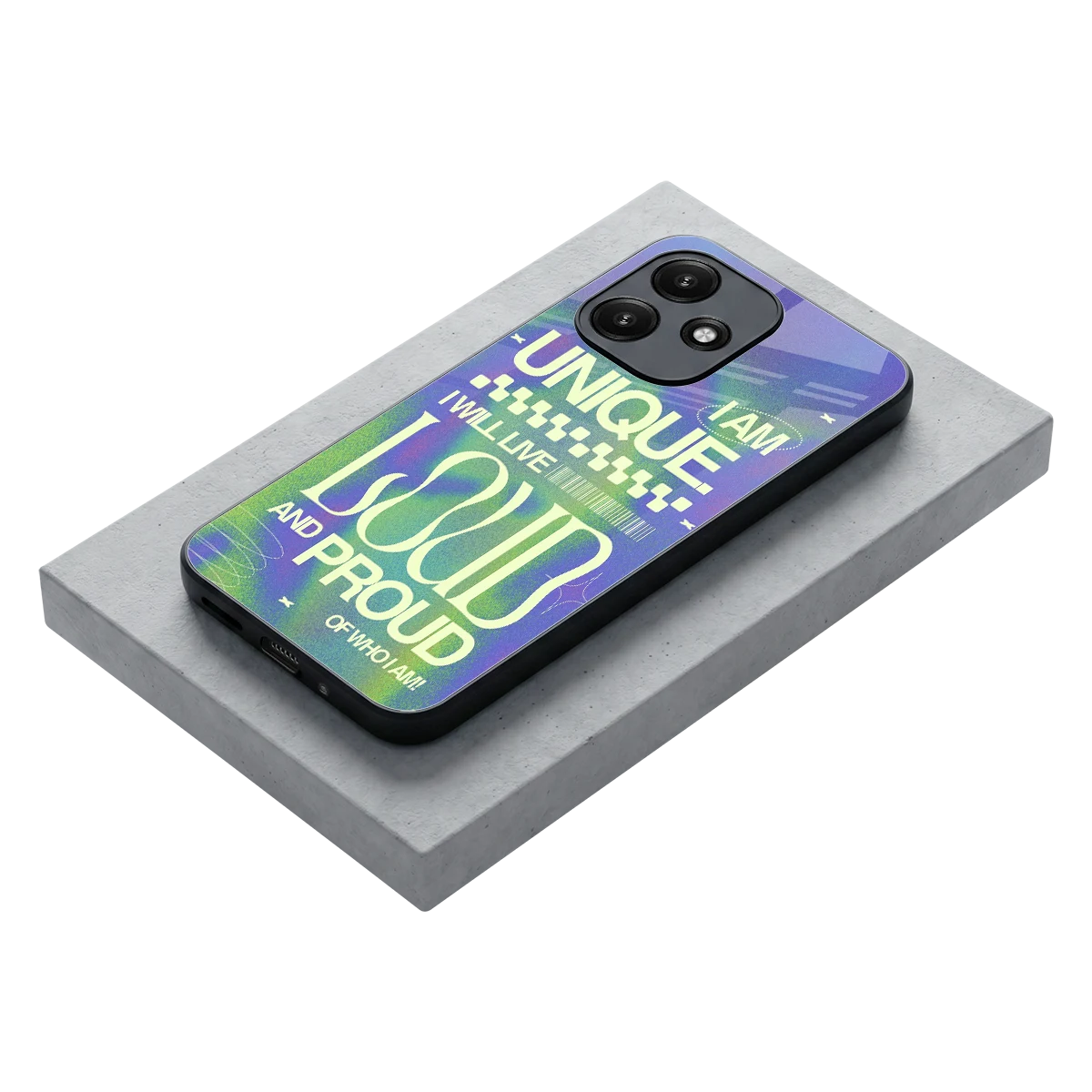 Uniquely Me stylish phone case for redmi 12 5g | glossy glass and slim fit