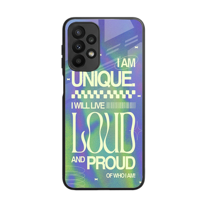 Uniquely Me back phone cover | glass case for samsung galaxy a23