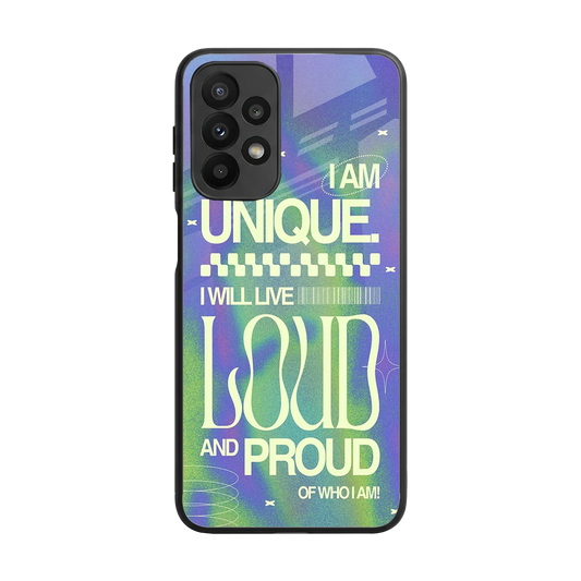Uniquely Me back phone cover | glass case for samsung galaxy a23