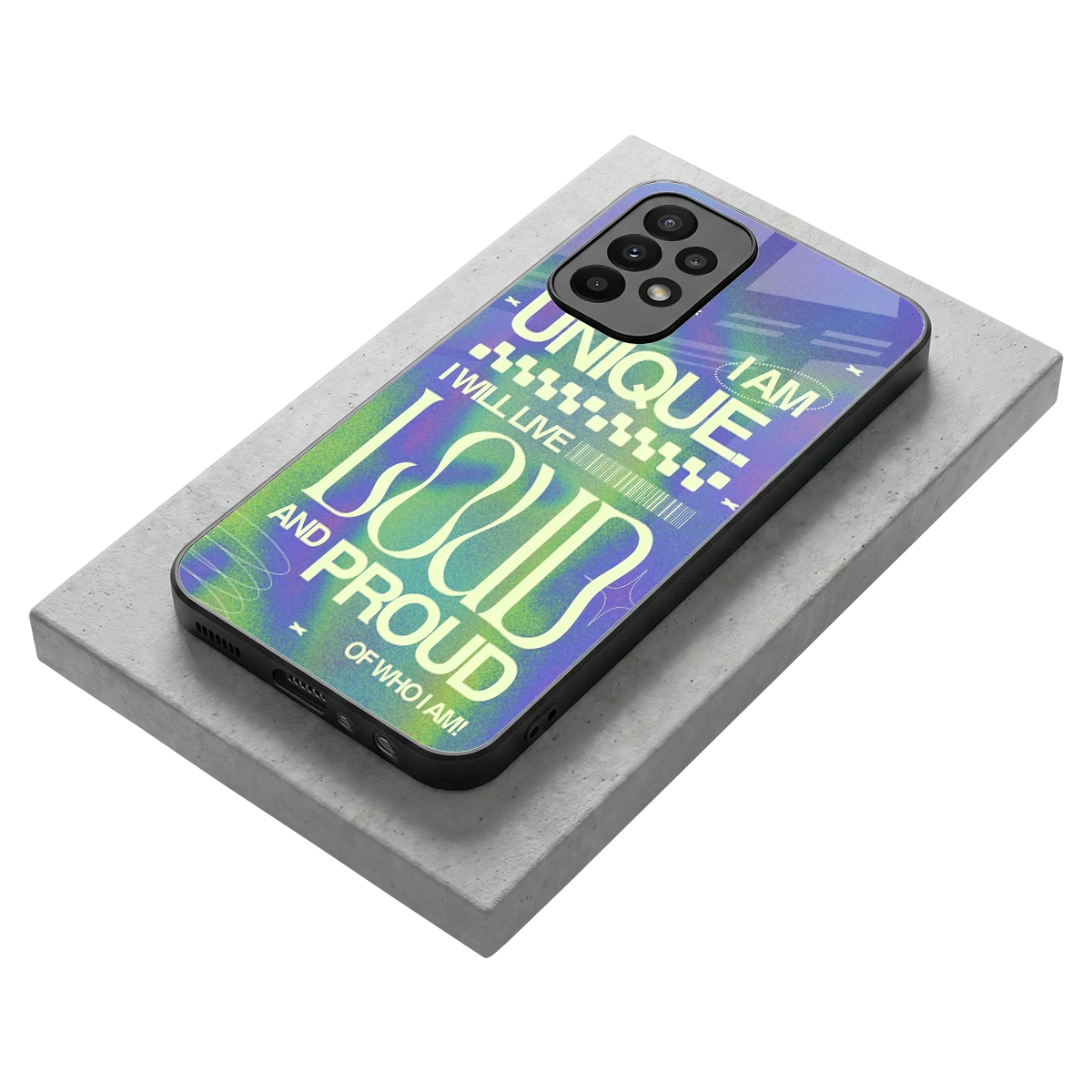 Uniquely Me stylish phone case for samsung galaxy a23 | glossy glass and slim fit