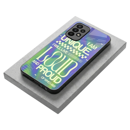 Uniquely Me stylish phone case for samsung galaxy a23 | glossy glass and slim fit