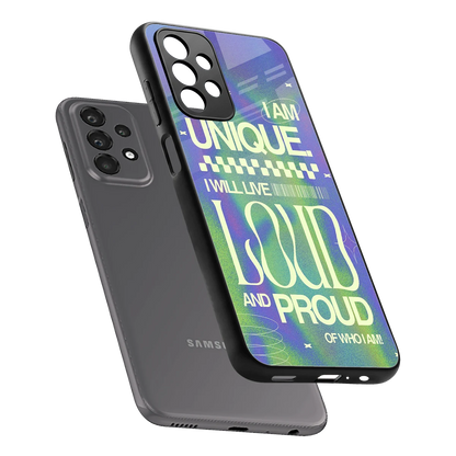 Uniquely Me sleek samsung galaxy a23 cover with tempered glass back and TPU edges
