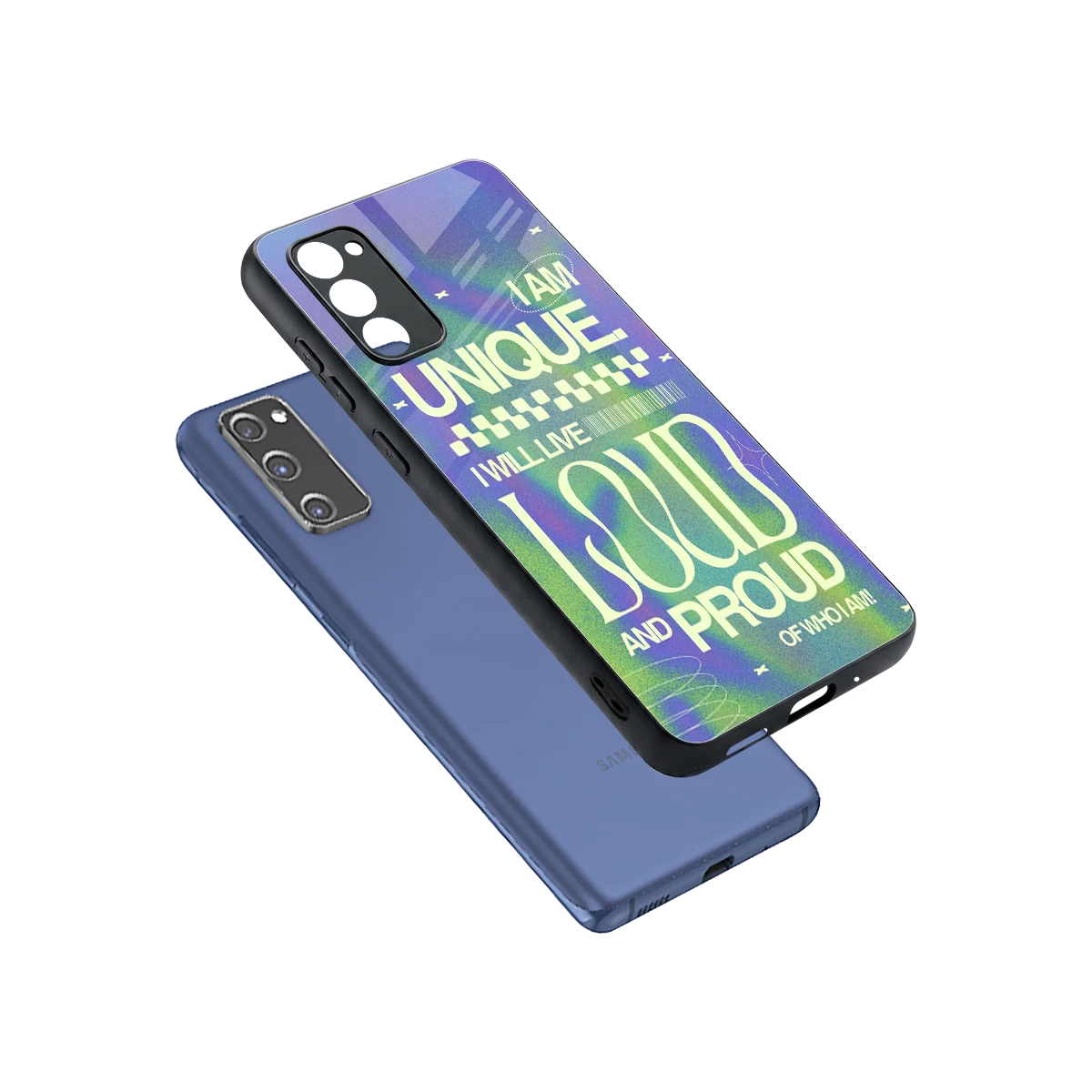 Uniquely Me sleek samsung galaxy s20 fe cover with tempered glass back and TPU edges