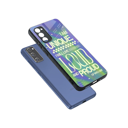 Uniquely Me sleek samsung galaxy s20 fe cover with tempered glass back and TPU edges