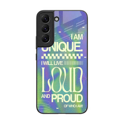 Uniquely Me back phone cover | glass case for samsung galaxy s22