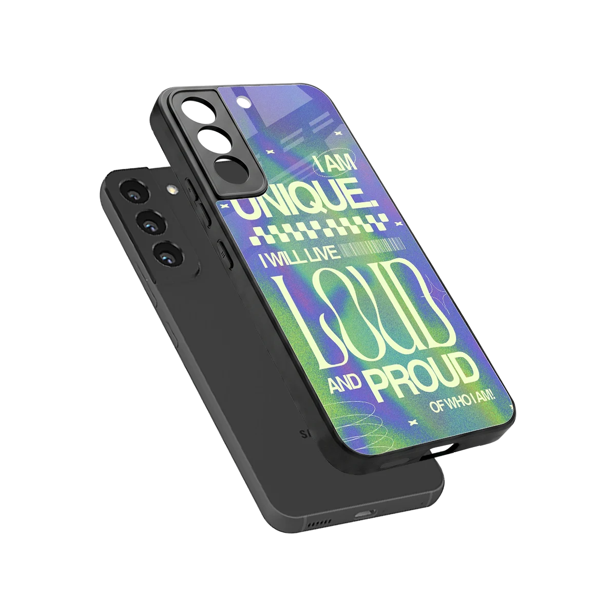 Uniquely Me sleek samsung galaxy s22 cover with tempered glass back and TPU edges