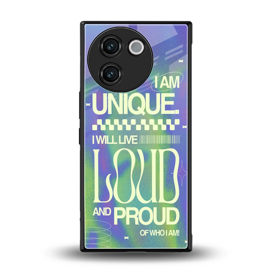 Uniquely Me back phone cover | glass case for vivo v30e