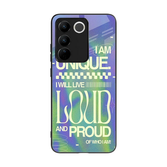 Uniquely Me back phone cover | glass case for vivo v27 5g