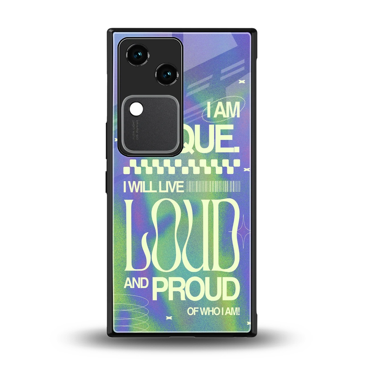 Uniquely Me back phone cover | glass case for vivo v30