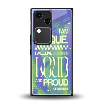 Uniquely Me back phone cover | glass case for vivo v30