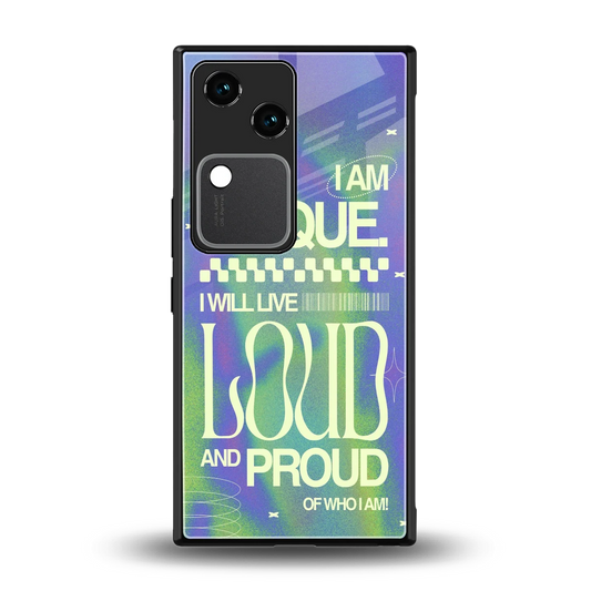 Uniquely Me back phone cover | glass case for vivo v30