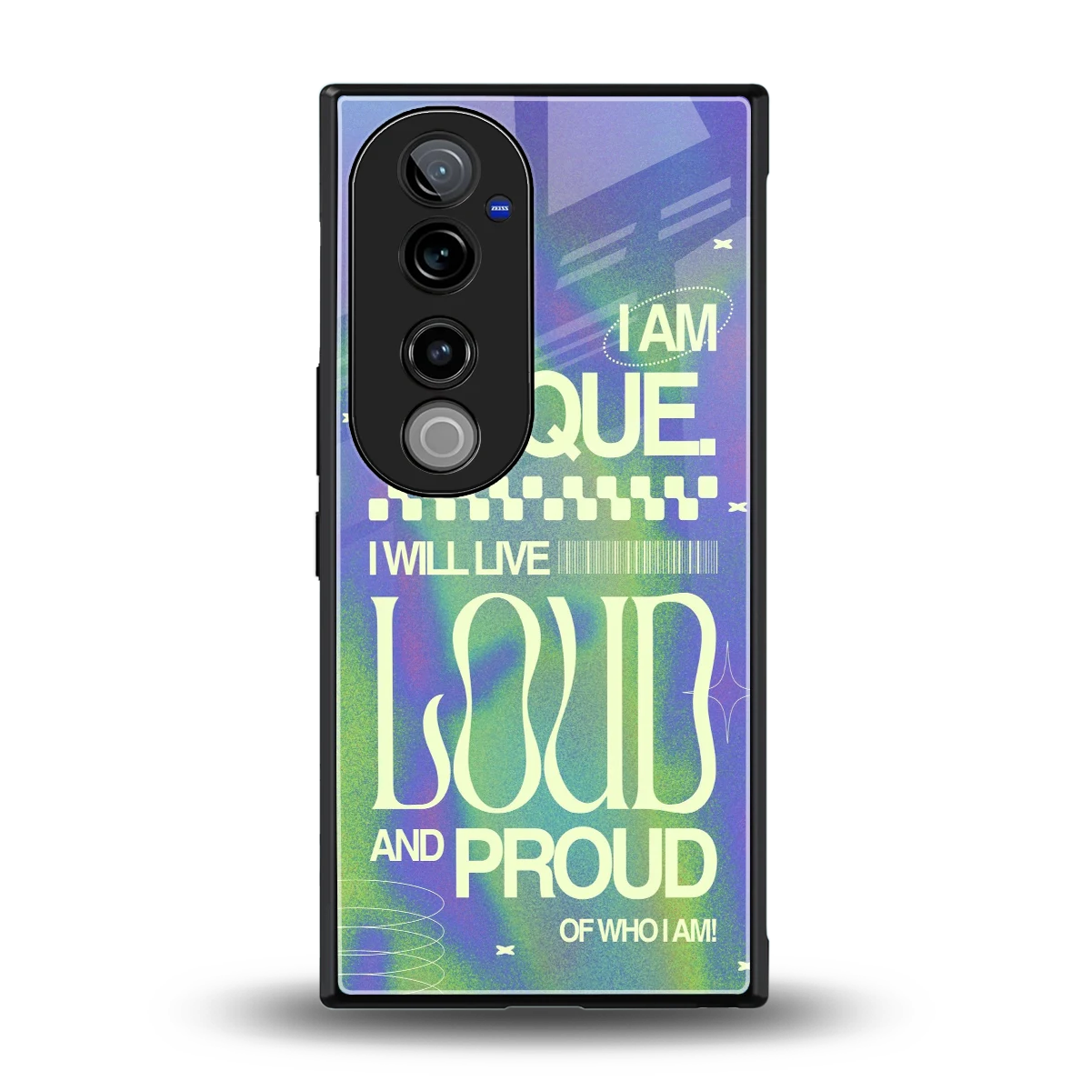 Uniquely Me back phone cover | glass case for vivo v40 pro
