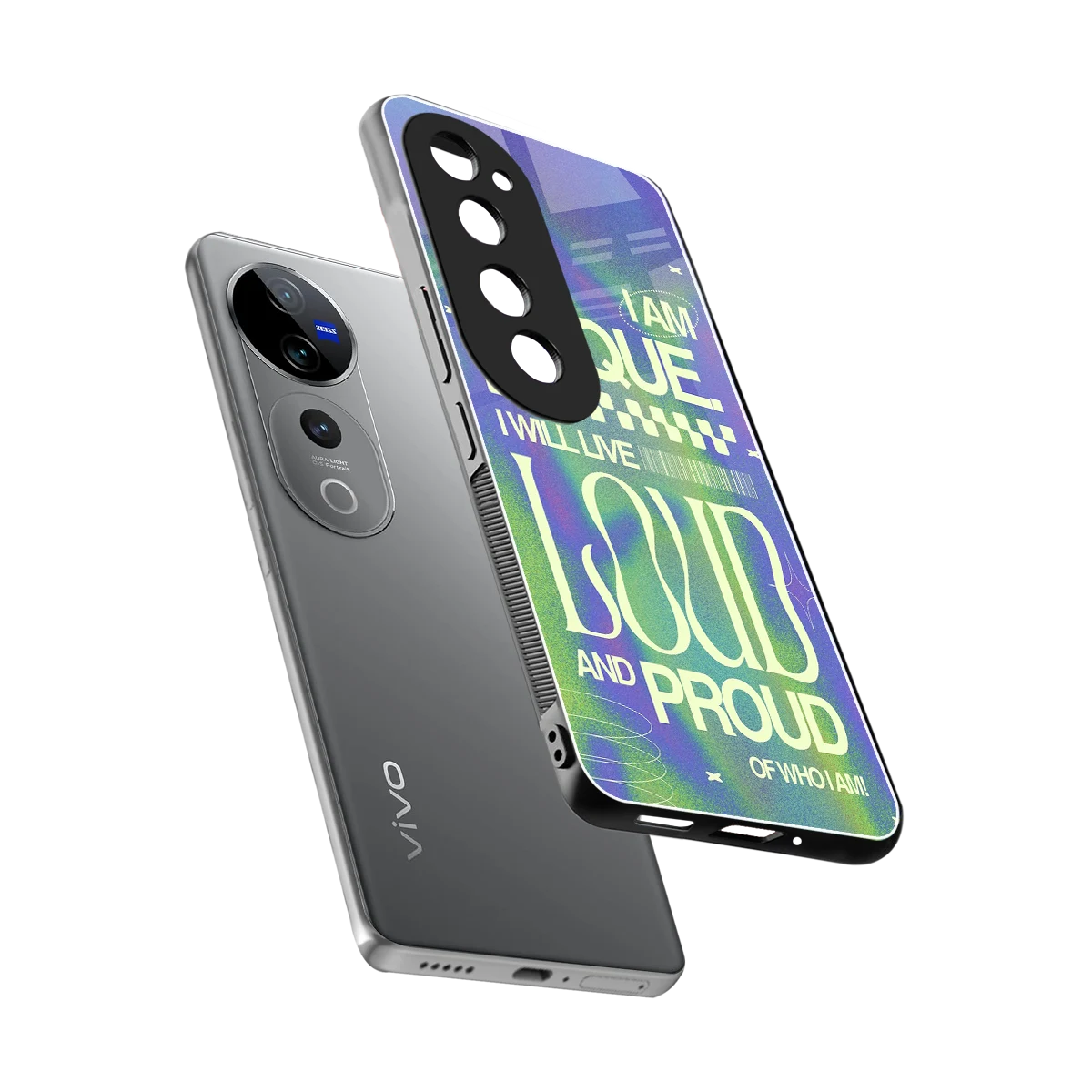 Uniquely Me sleek vivo v40 pro cover with tempered glass back and TPU edges