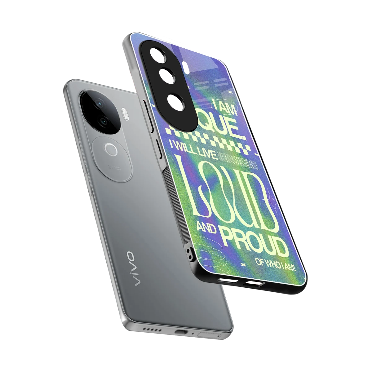 Uniquely Me sleek vivo v40e cover with tempered glass back and TPU edges