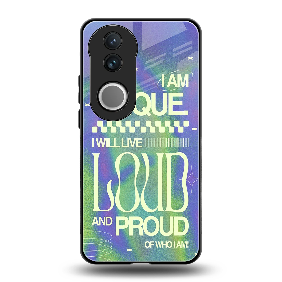 Uniquely Me back phone cover | glass case for vivo v50