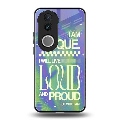 Uniquely Me back phone cover | glass case for vivo v50