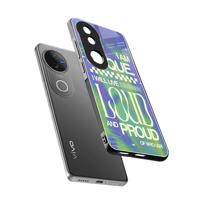 Uniquely Me sleek vivo v50 cover with tempered glass back and TPU edges