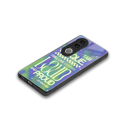 Uniquely Me stylish phone case for vivo v50 | glossy glass and slim fit