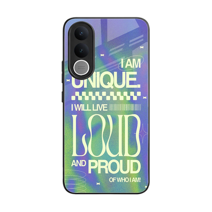 Uniquely Me back phone cover | glass case for vivo v70 fe