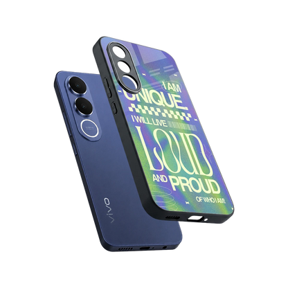 Uniquely Me sleek vivo v70 fe cover with tempered glass back and TPU edges