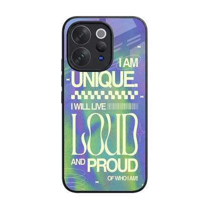Uniquely Me back phone cover | glass case for vivo v70