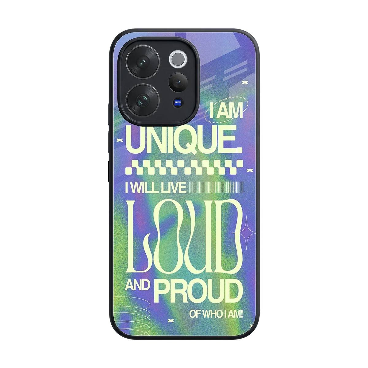 Uniquely Me back phone cover | glass case for vivo v70 elite