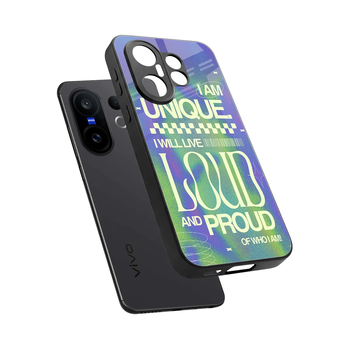 Uniquely Me sleek vivo x200 fe cover with tempered glass back and TPU edges