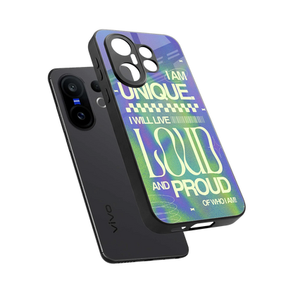 Uniquely Me sleek vivo x200 fe cover with tempered glass back and TPU edges