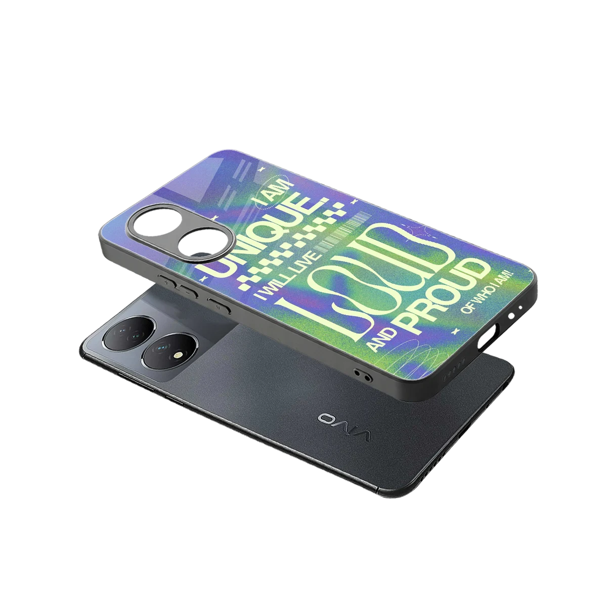 Uniquely Me sleek Vivo-y100 cover with tempered glass back and TPU edges
