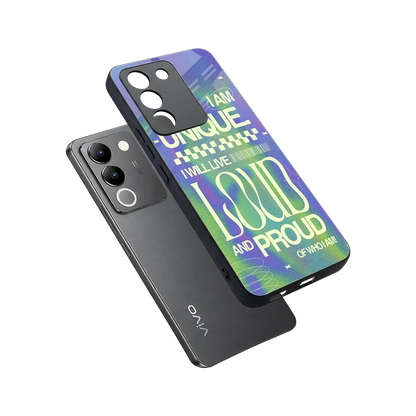 Uniquely Me sleek vivo y200 5g cover with tempered glass back and TPU edges
