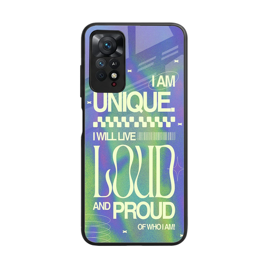 Uniquely Me back phone cover | glass case for redmi note 11 pro