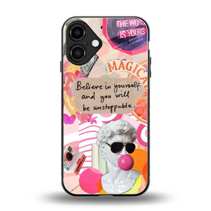 Unstoppable back phone cover | glass case for iphone 16 plus