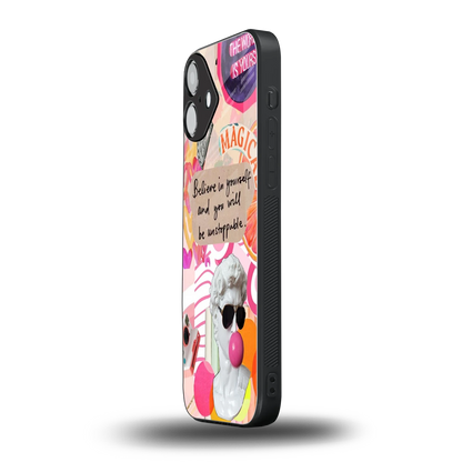 Unstoppable iphone 16 plus mobile cover | shockproof glass phone case