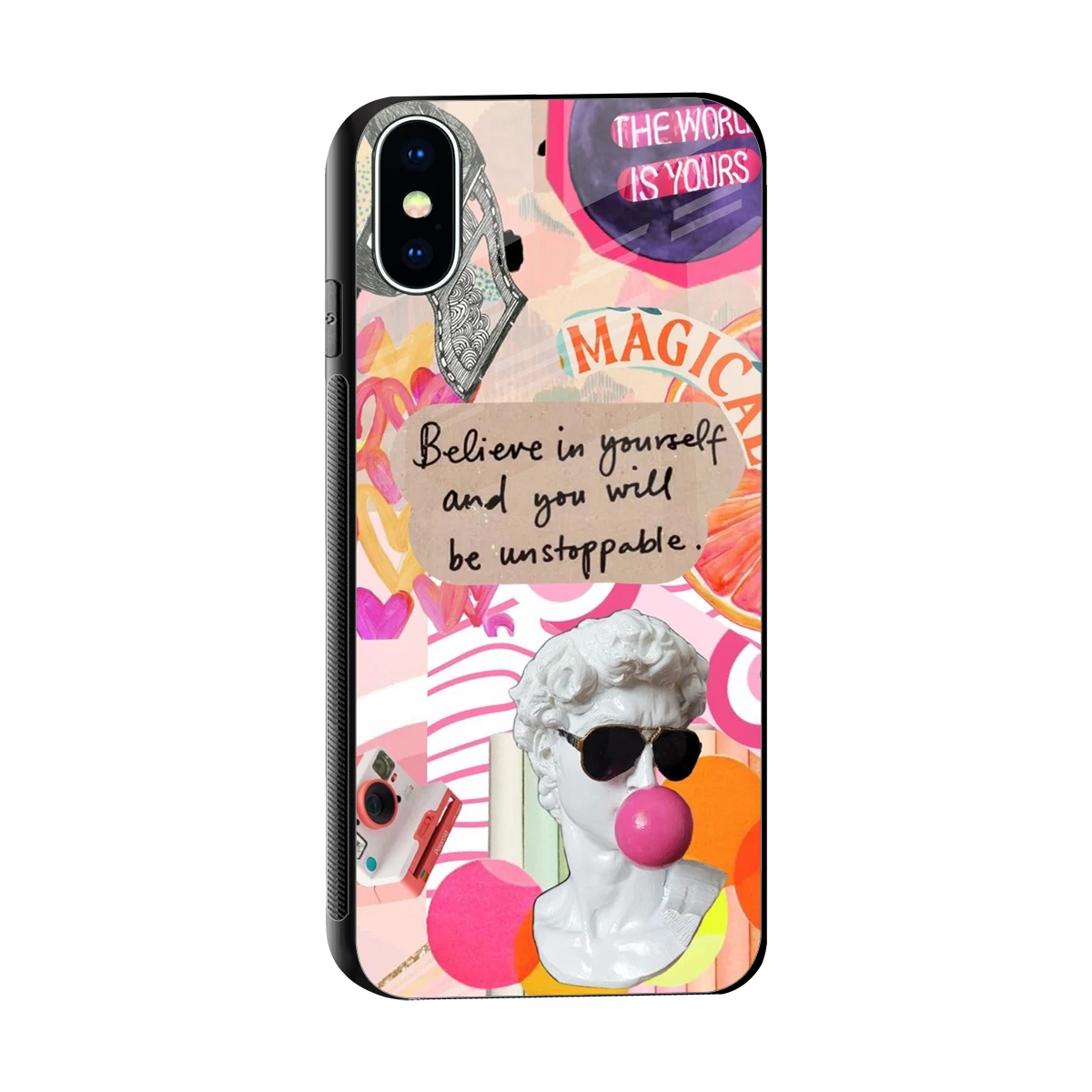 Unstoppable sleek iphone xs cover with tempered glass back and TPU edges