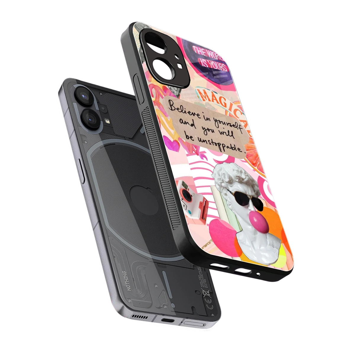 Unstoppable sleek nothing phone 1 cover with tempered glass back and TPU edges