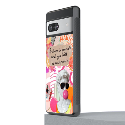 Unstoppable stylish phone case for google pixel 7a | glossy glass and slim fit