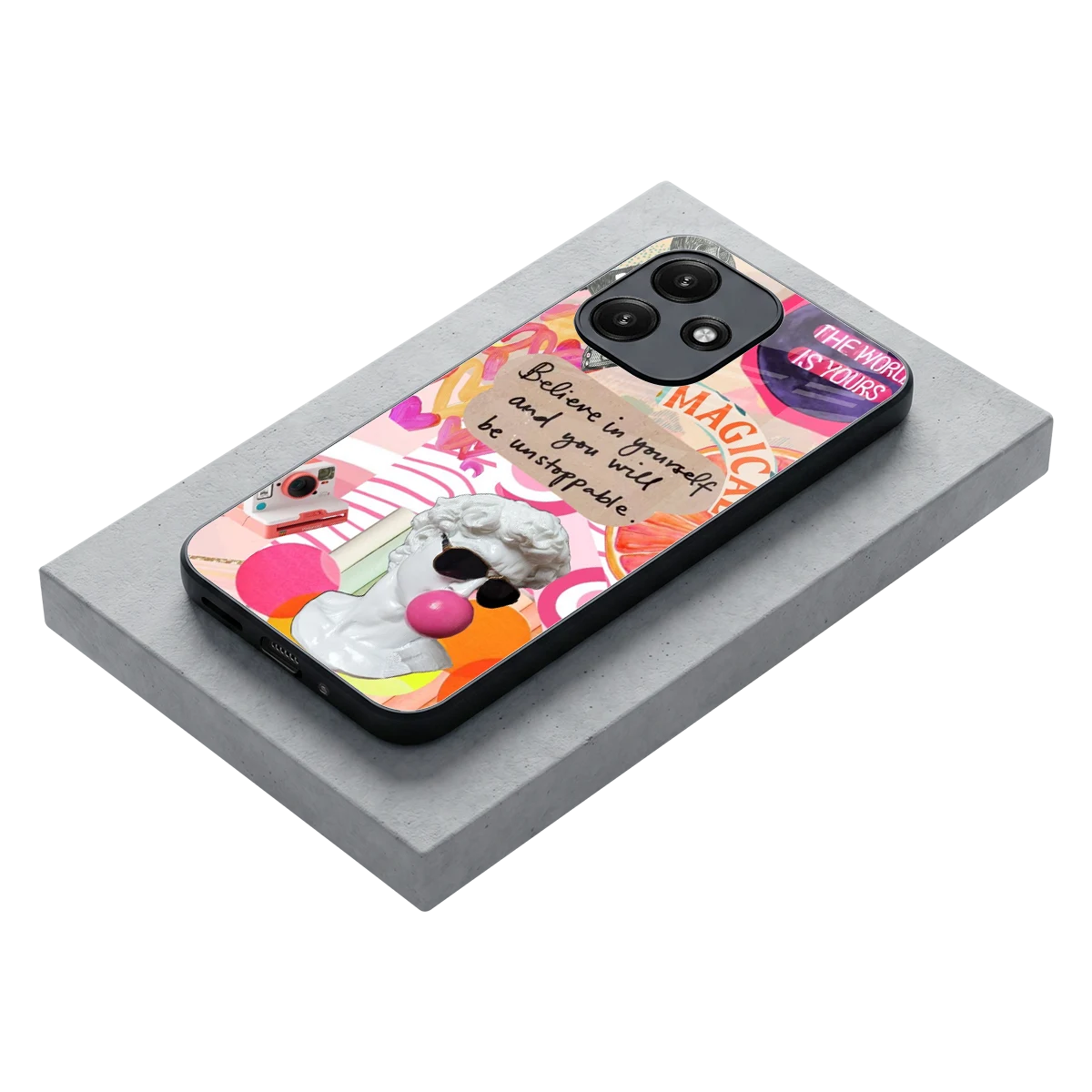 Unstoppable stylish phone case for redmi 12 5g | glossy glass and slim fit