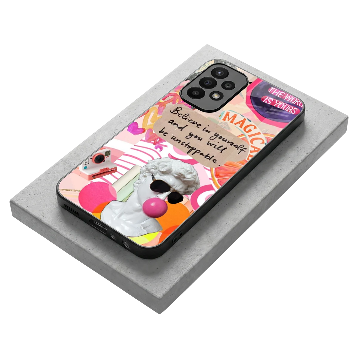 Unstoppable stylish phone case for samsung galaxy a23 | glossy glass and slim fit