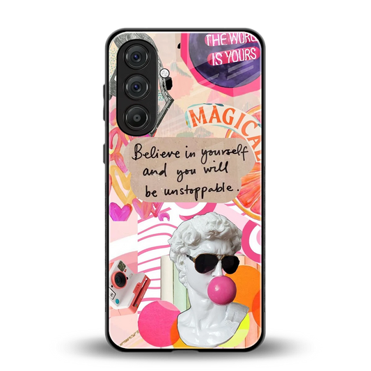 Unstoppable back phone cover | glass case for samsung galaxy m36 5g