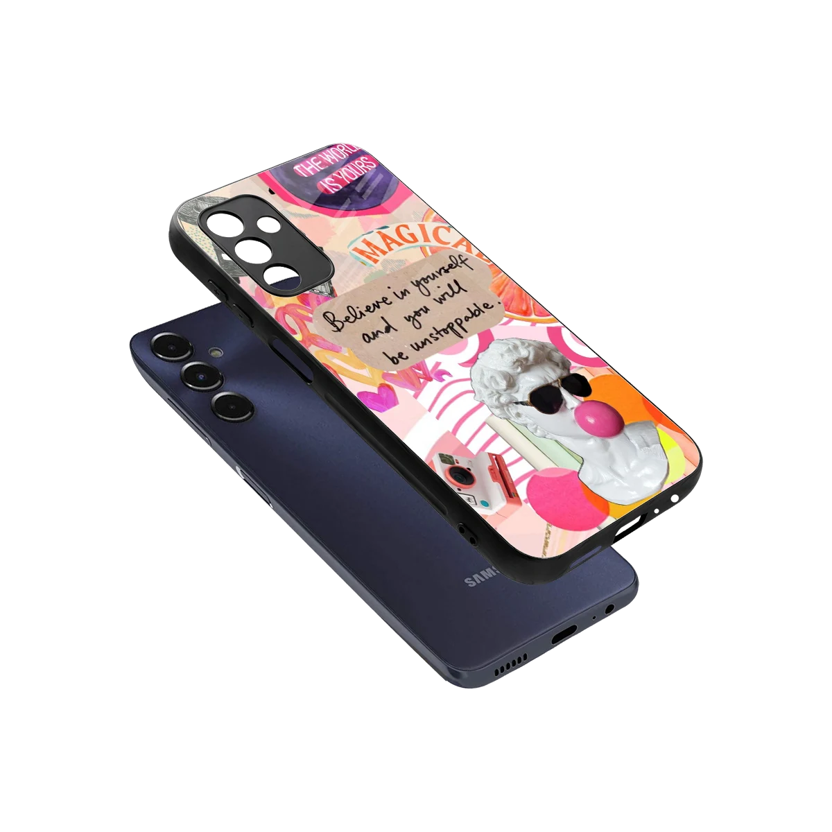 Unstoppable sleek samsung galaxy m14 5g cover with tempered glass back and TPU edges