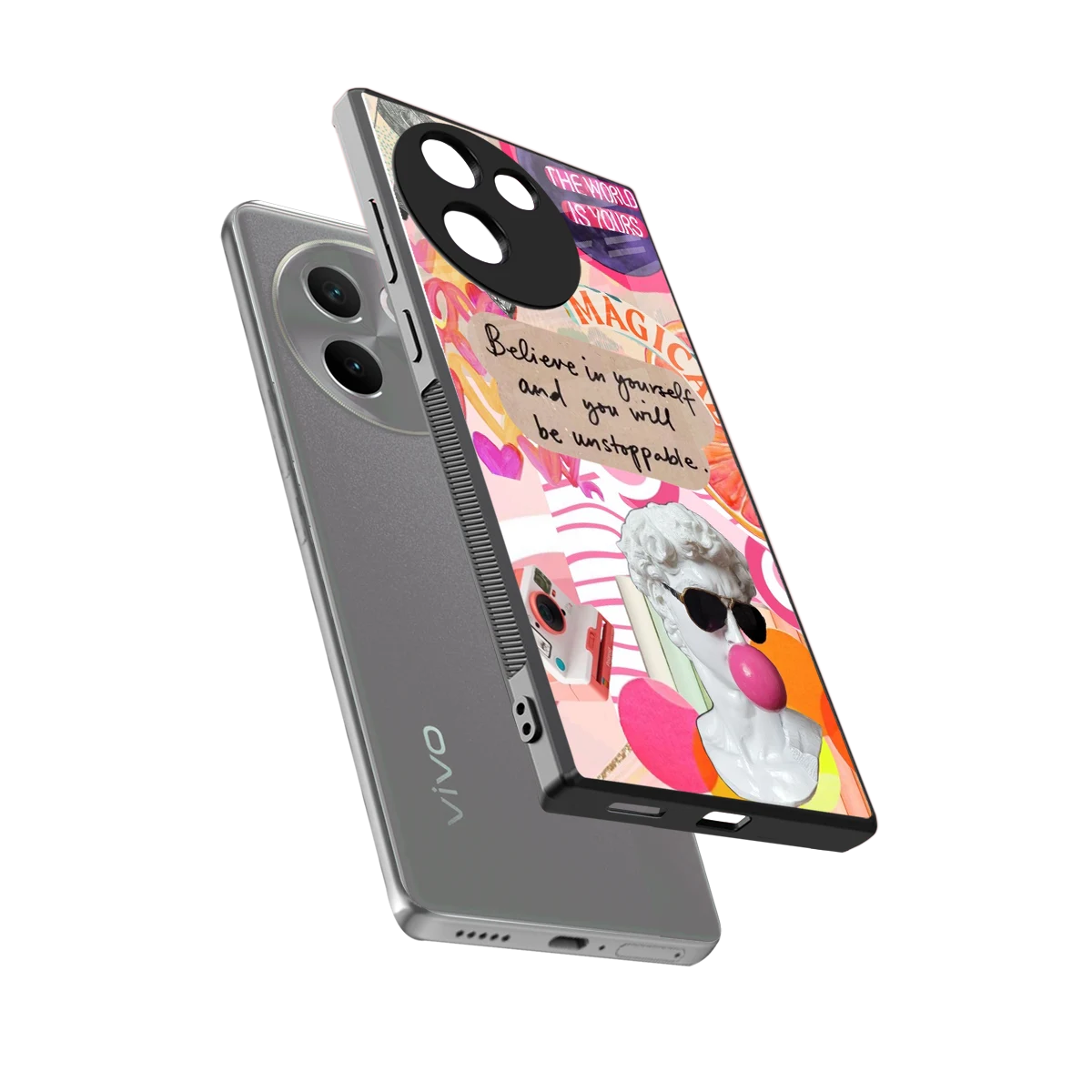 Unstoppable sleek vivo v30e cover with tempered glass back and TPU edges