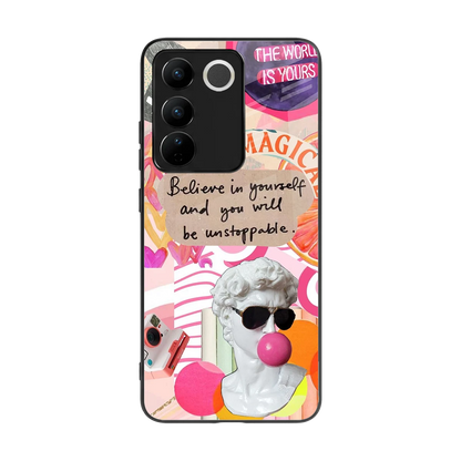 Unstoppable back phone cover | glass case for vivo v27 5g