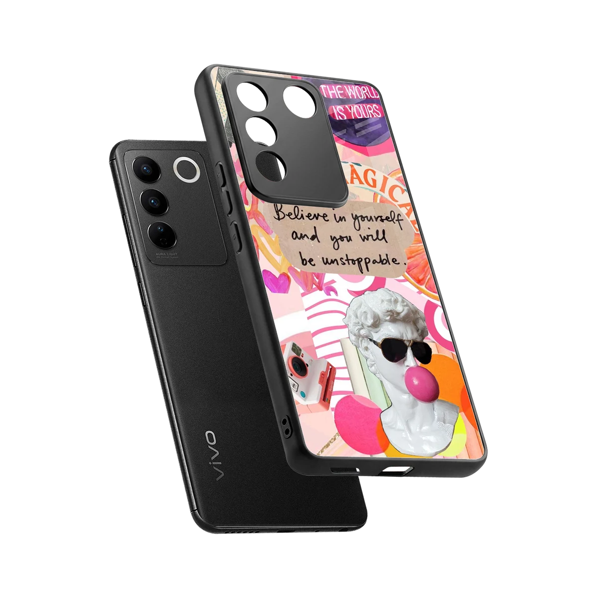 Unstoppable sleek vivo v27 5g cover with tempered glass back and TPU edges