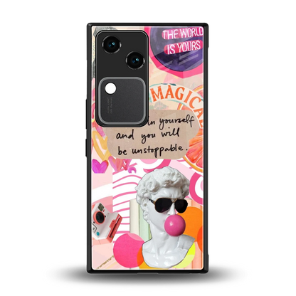 Unstoppable back phone cover | glass case for vivo v30