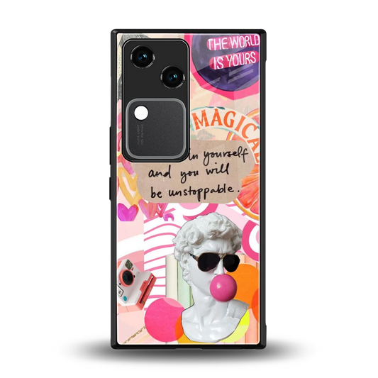 Unstoppable back phone cover | glass case for vivo v30