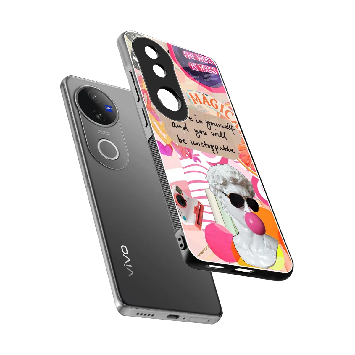 Unstoppable sleek vivo v50 cover with tempered glass back and TPU edges