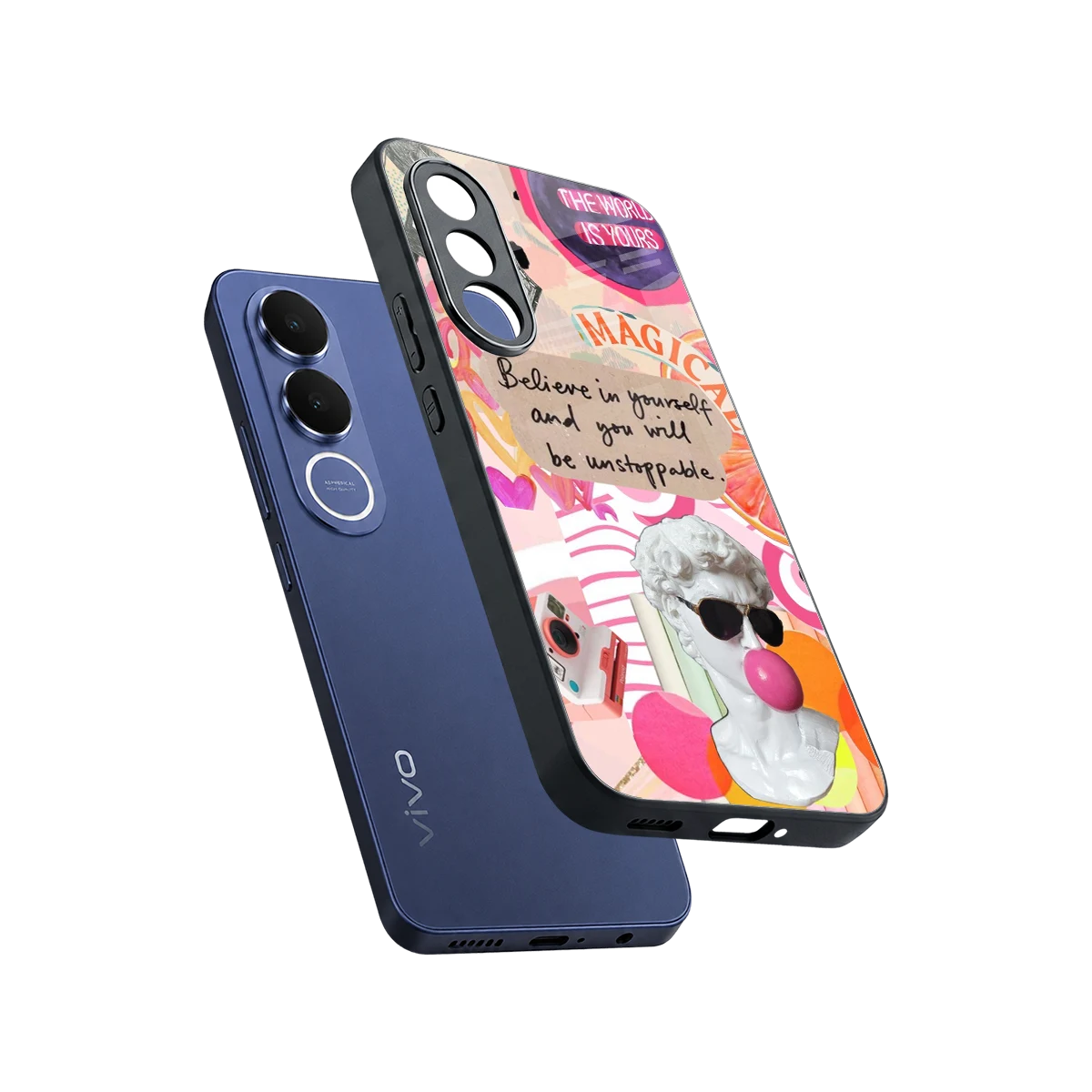 Unstoppable sleek vivo v70 fe cover with tempered glass back and TPU edges