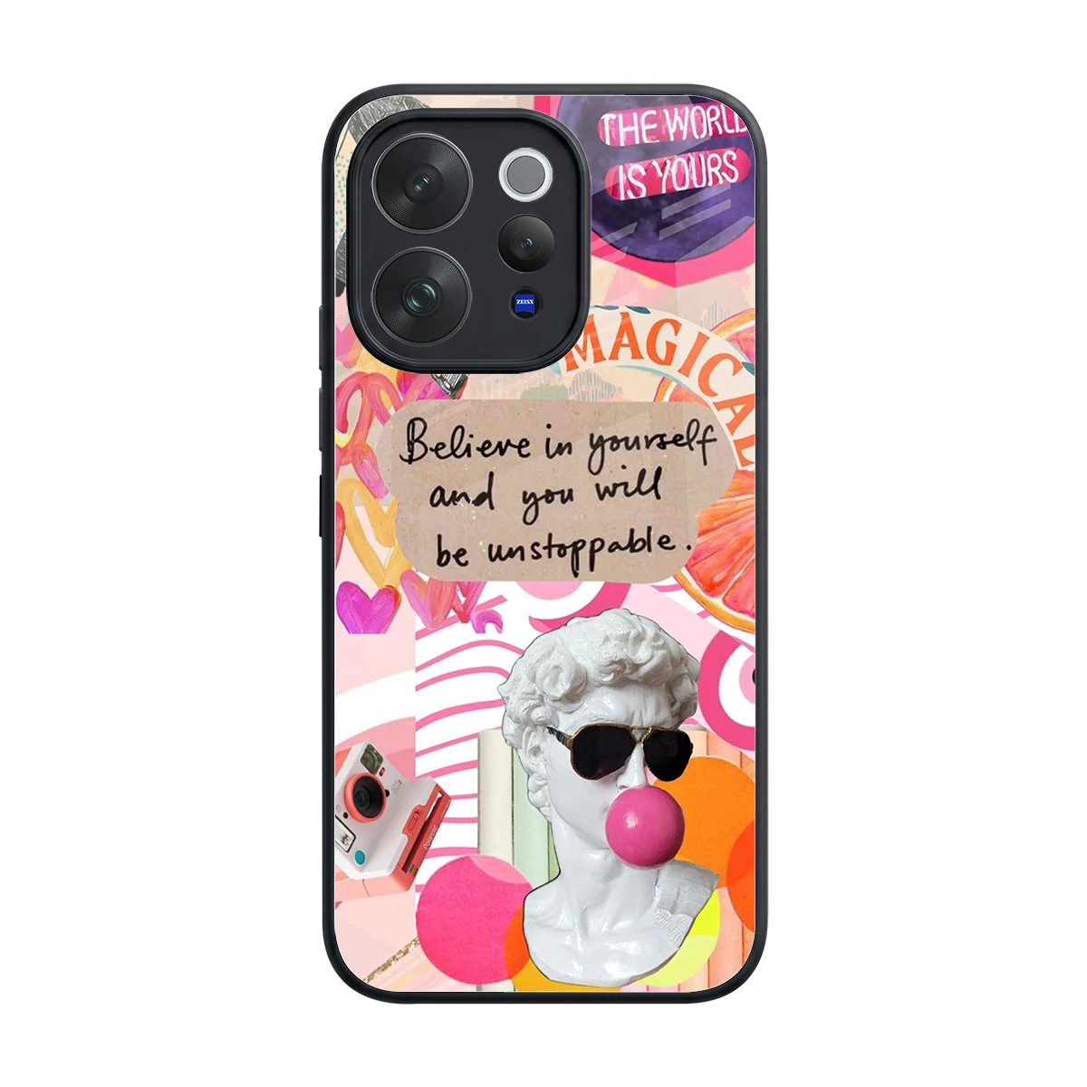 Unstoppable back phone cover | glass case for vivo v70