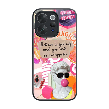 Unstoppable back phone cover | glass case for vivo v70 elite